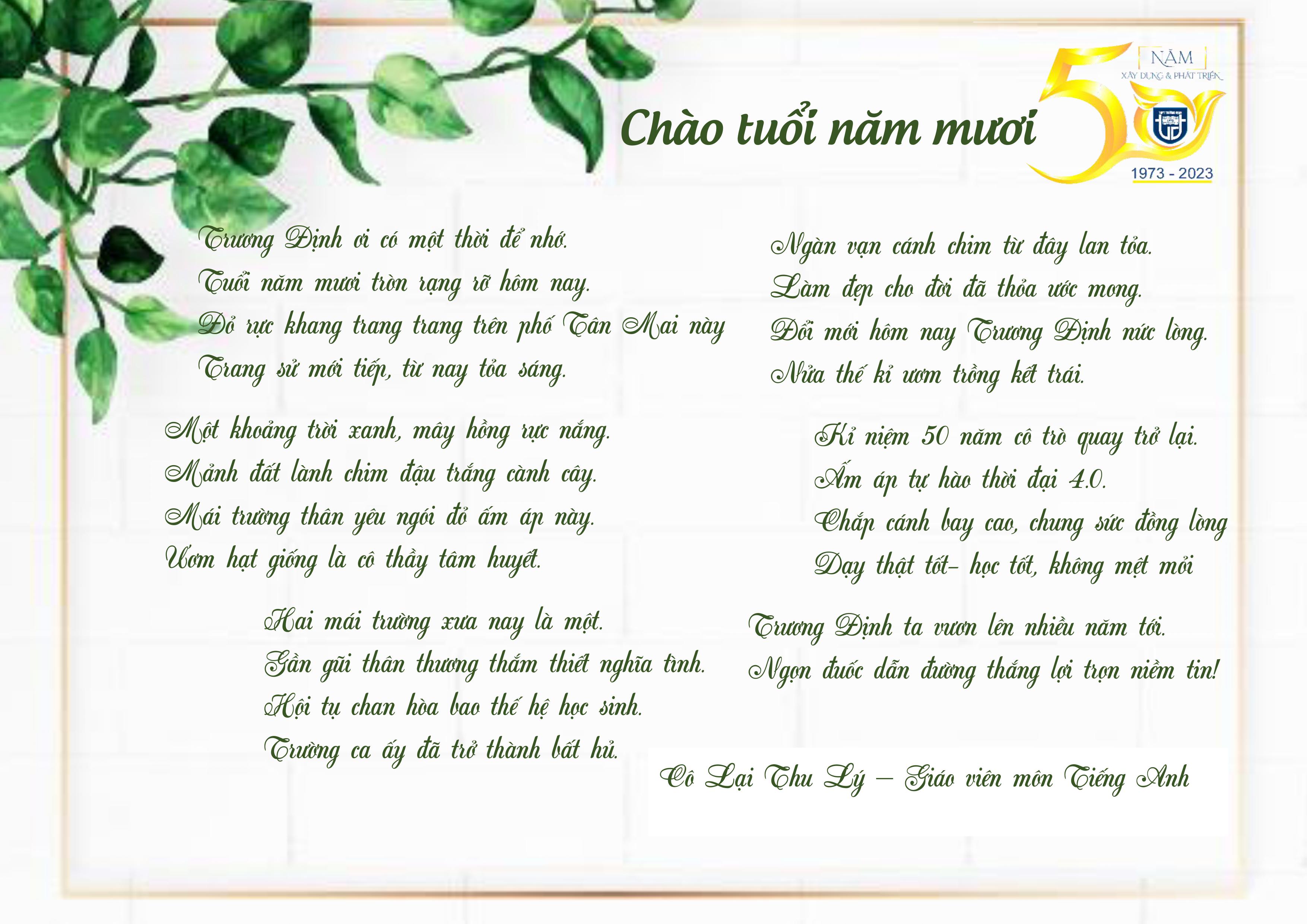 Chào tuổi năm mươi - Cô Lại Thu Lý