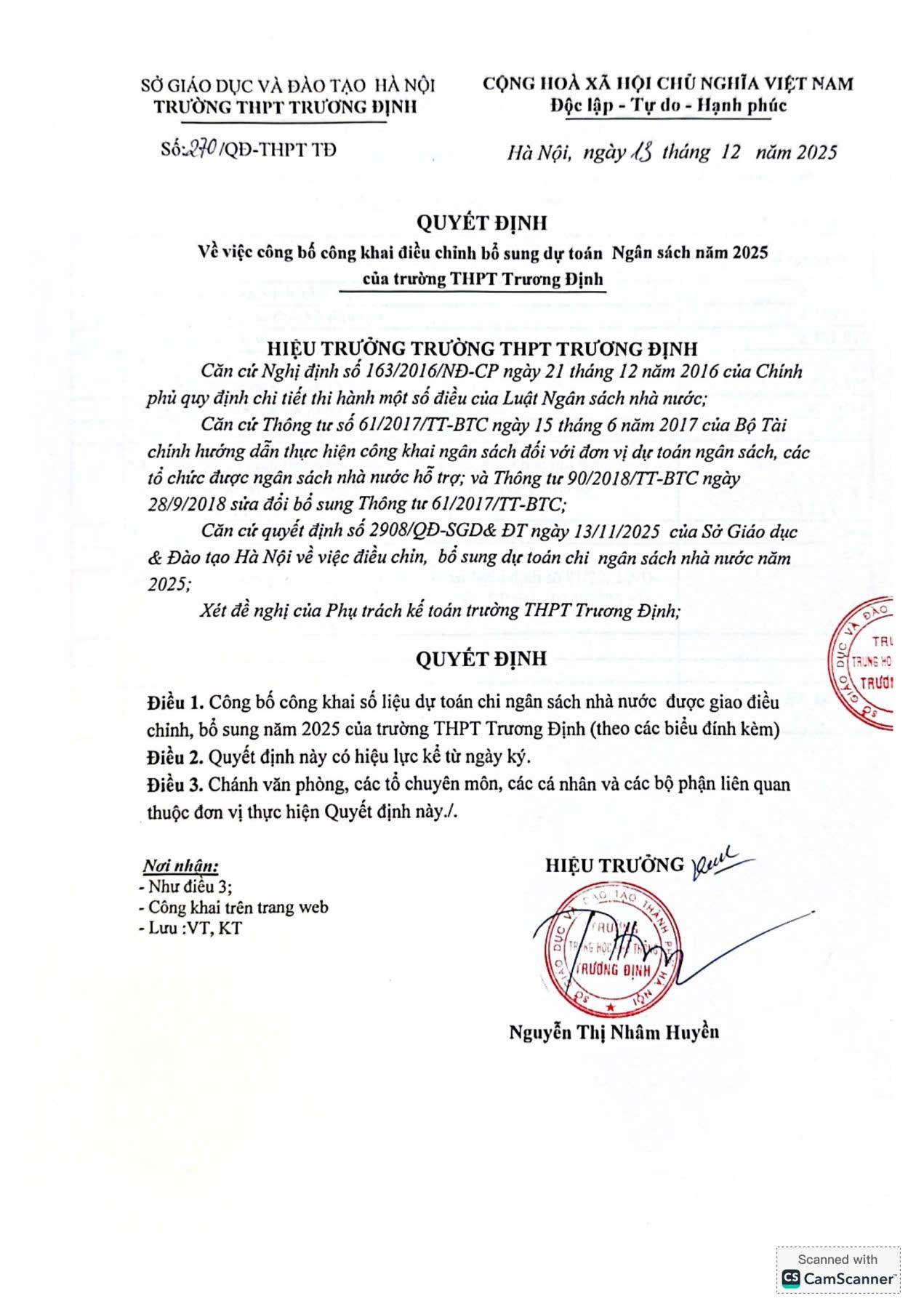 Công khai điều chỉnh bổ sung dự toán Ngân sách 2025